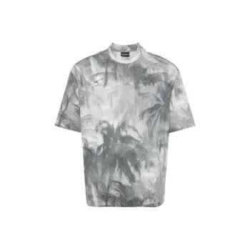 EMPORIO ARMANI Palm Tree print Cotton T shirt