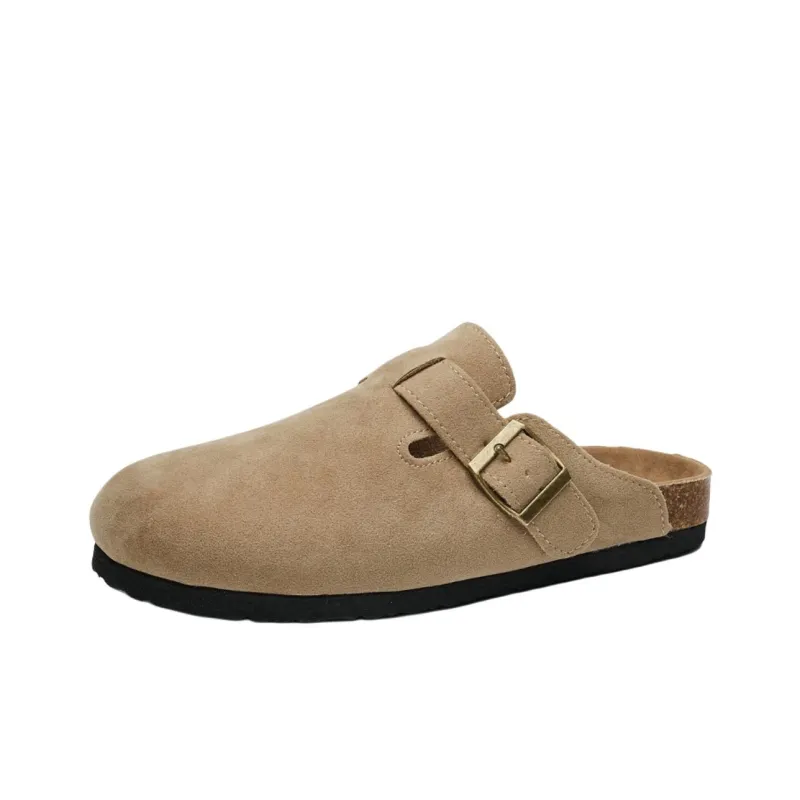 ABCYLM Quiet Abrasion Resistant Slip Resistant Wrap toe Slippers Unisex Apricot-2