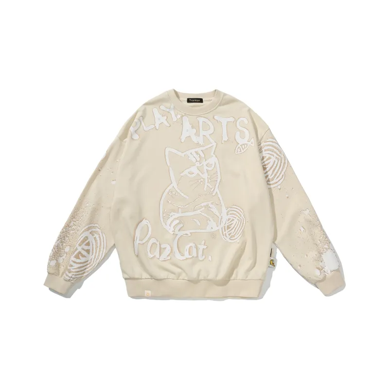 Thankque x Pazcat Crew Neck Loose Fit Sweatshirt Unisex-0