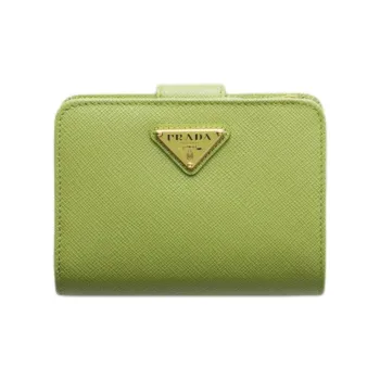 PRADA Saffiano Leather Wallet Women's Light Green