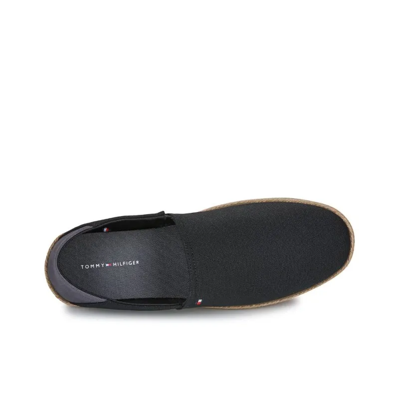 Tommy Hilfiger Flag Embroidery Fine Cleat Espadrilles Low Top Canvas Shoes Men's Black-4