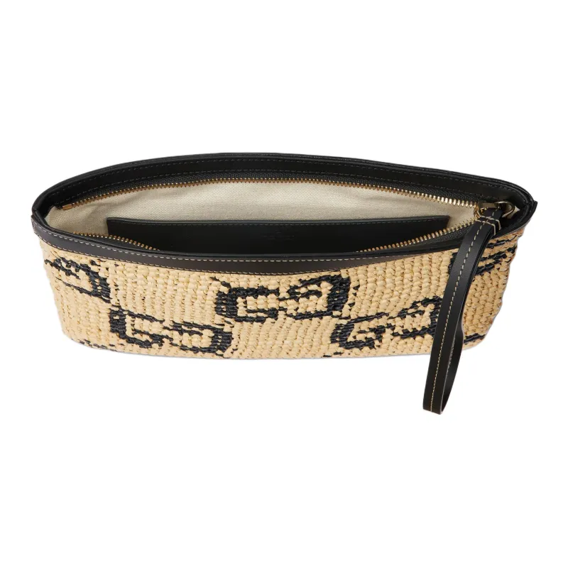 GUCCI Raffia Clutch Unisex Natural & Black-4
