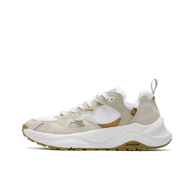 Le Coq Sportif LCS R990 Lightweight And Breathable Low Top Chunky Sneakers Unisex Khaki White-0