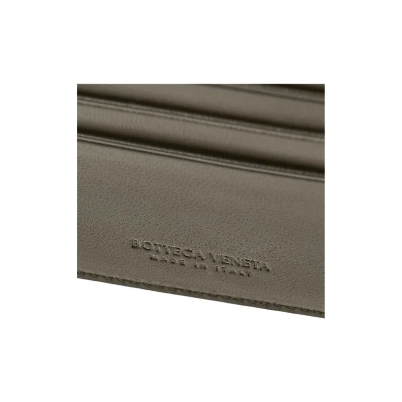 Bottega Veneta Intrecciato Leather Card Holder Women's Khaki & Beige-9