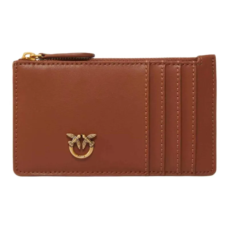 PINKO Leather Card Holder Women's Brown-0