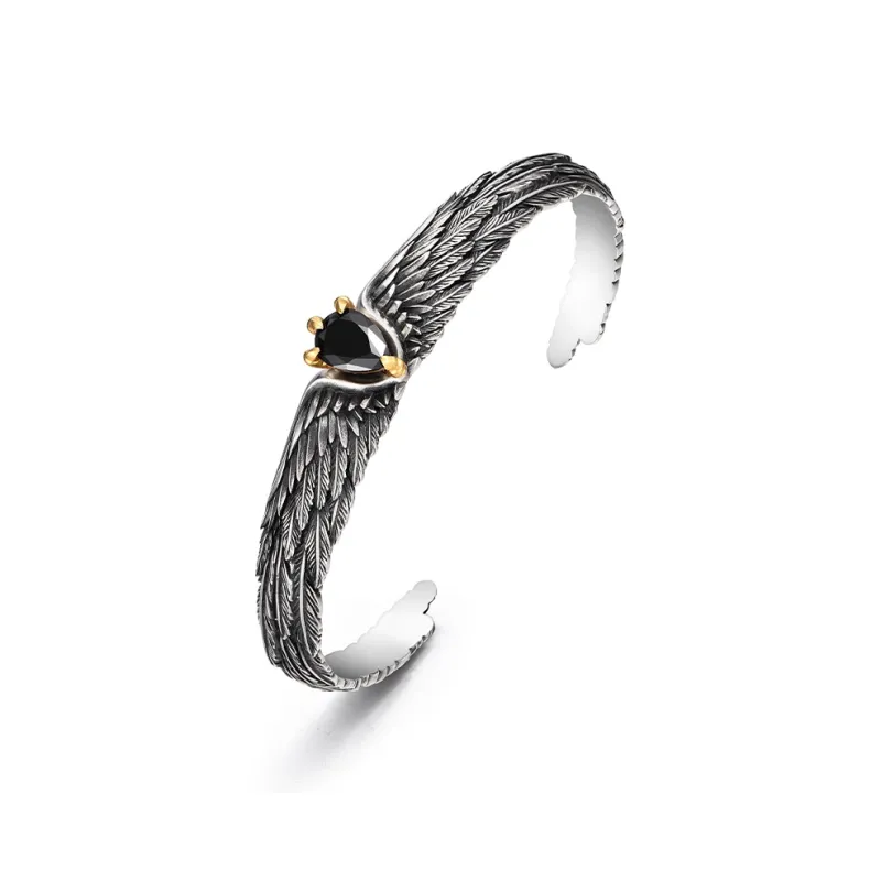 IDEAGEMER 925 Sterling Silver Bangles Men's-4