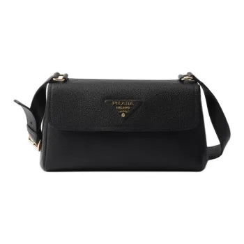 PRADA Calfskin Shoulder Bag Small Size Men's Black