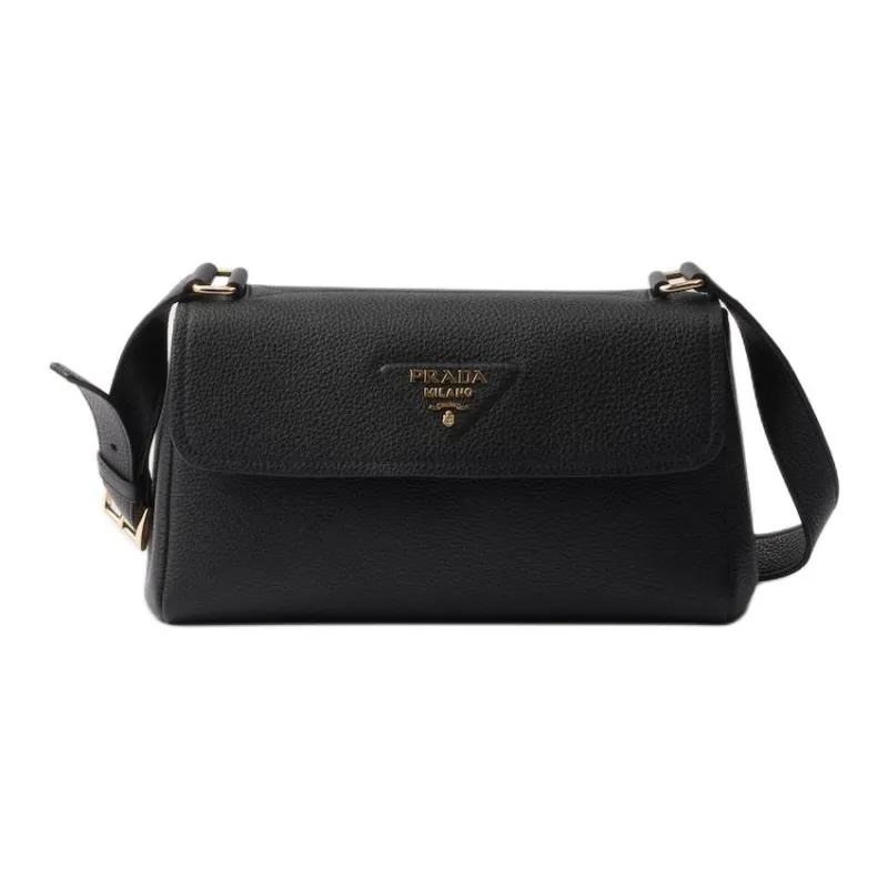 PRADA Calfskin Shoulder Bag Small Size Men's Black-0