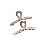 Elegance Heart Shark Clip-Green+Pink