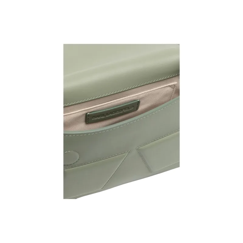 KARL LAGERFELD Calfskin Shoulder Bag Women's Khaki Green-3