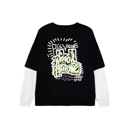 PJ's Vigor Crew Neck Loose Fit Mock Two-Piece Sweatshirt Unisex