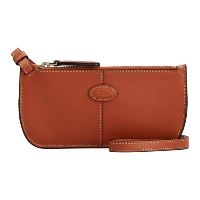 TOD'S Calfskin Eyeglass Pouch Trumpets Unisex Brown-1