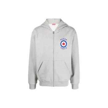 KENZO Logo embroidered Zipped Hoodie