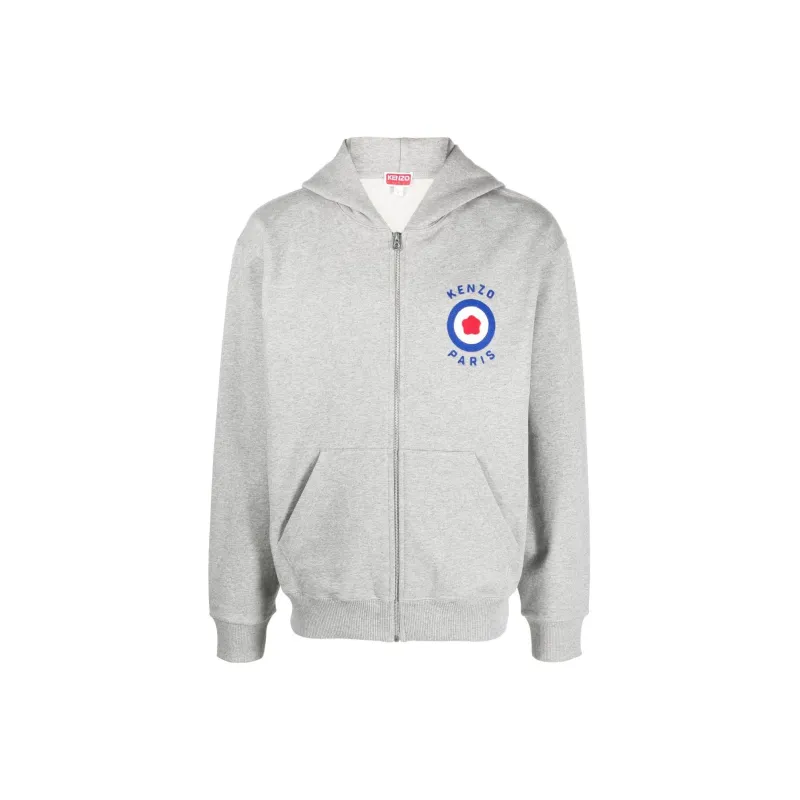 KENZO Logo embroidered Zipped Hoodie-0