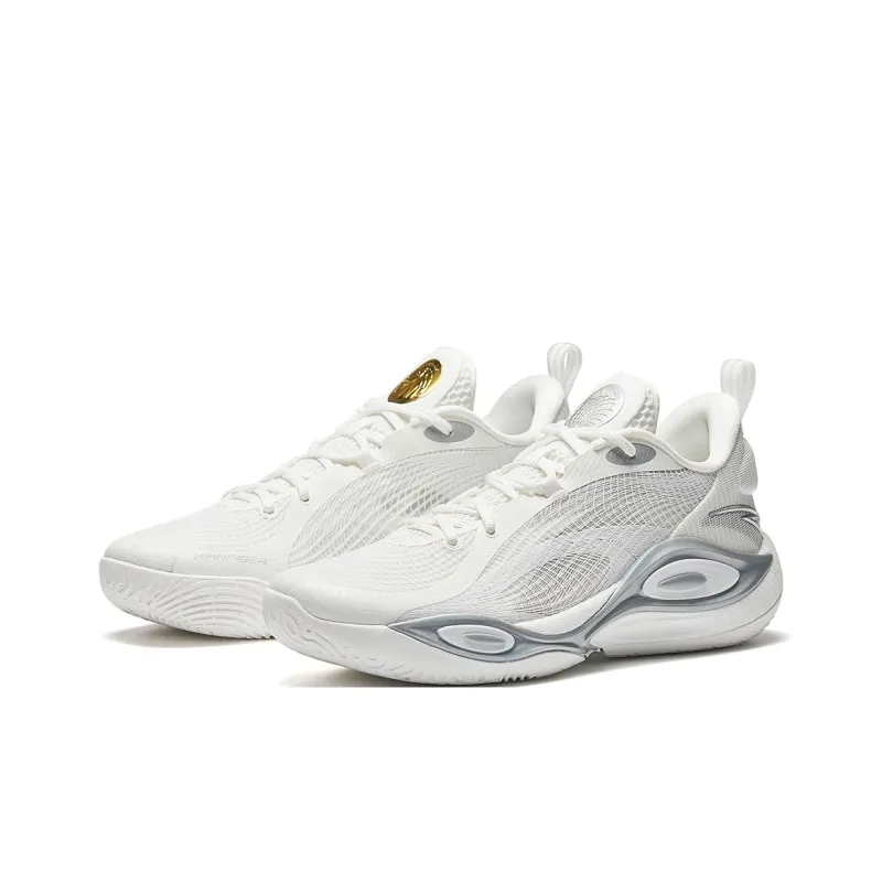 Anta Cushioning Slip Resistant Low Top Basketball Shoes Men's Papyrus White-2