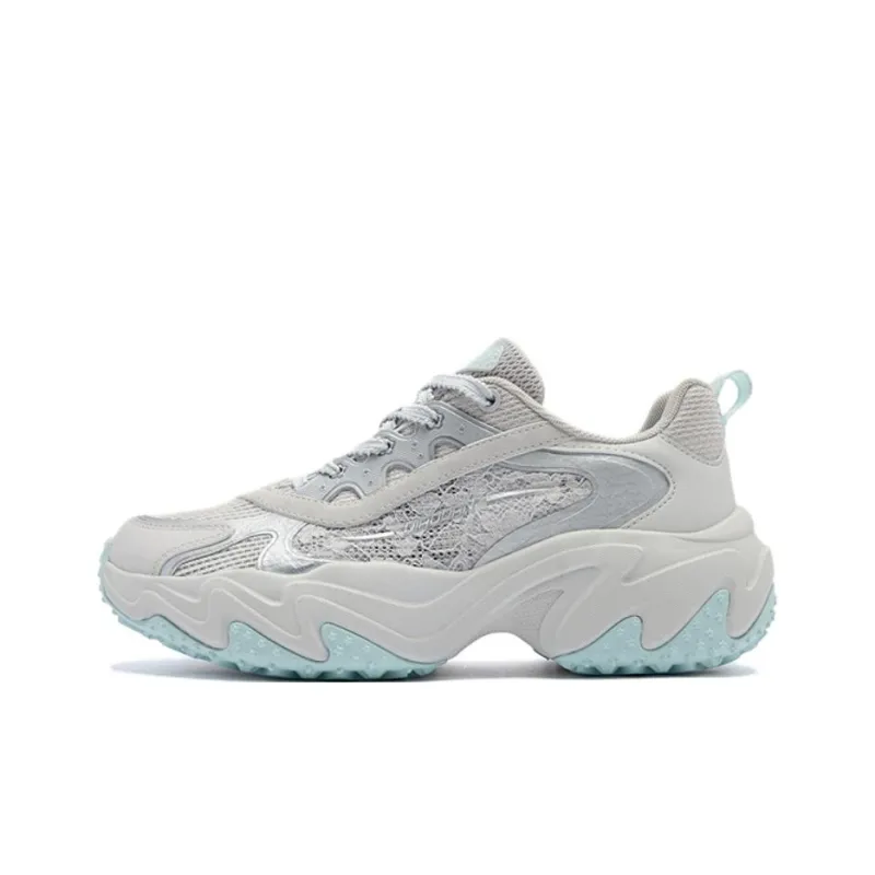 QIAODAN Spriggle Bunny V Slip Resistant Breathable Low Top Chunky Sneakers Women's Gray-0