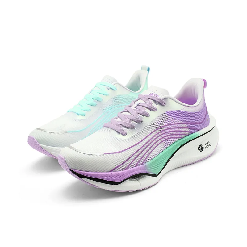 ALI THE FOX Cushioned Wear Resistant Breathable Impact Resistant Lightweight Low Top Running Shoes Men's White Purple-2