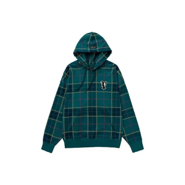 Vans Sweatshirts Unisex Green Plaid Print-0