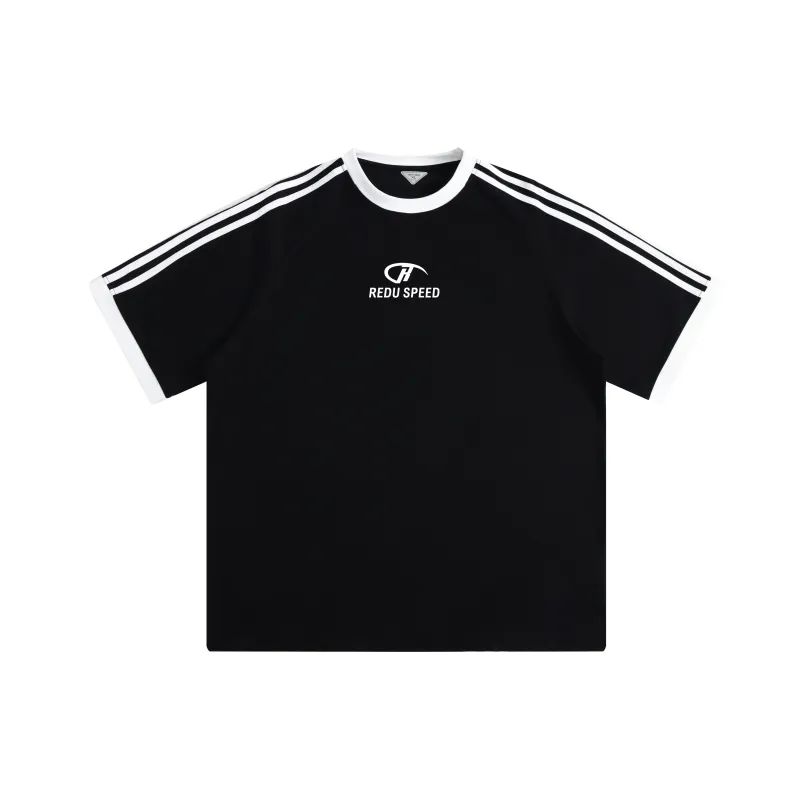 REDU T-Shirt Unisex White & Black Stripes-6