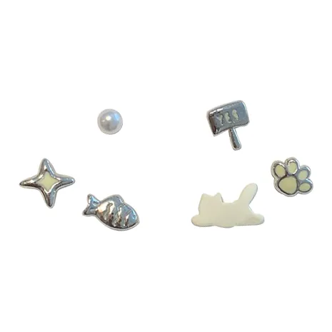 WANLIACC Alloy Stud Earrings Set Women's-5