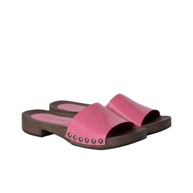 MIU MIU Slip Resistant Slide Slippers 3cm Women's Begonia Pink-1