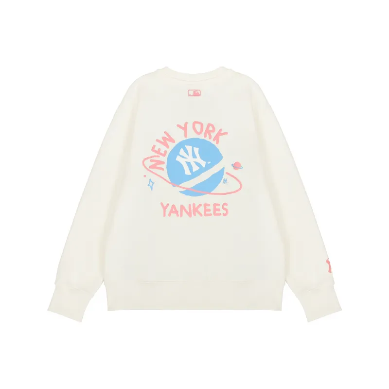 MLB New York Yankees Sweatshirts Unisex Cream White-0