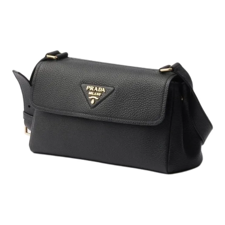 PRADA Calfskin Shoulder Bag Small Size Men's Black-1