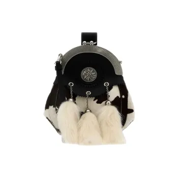 PRADA Calf Hair Clutch Women's Black & Beige