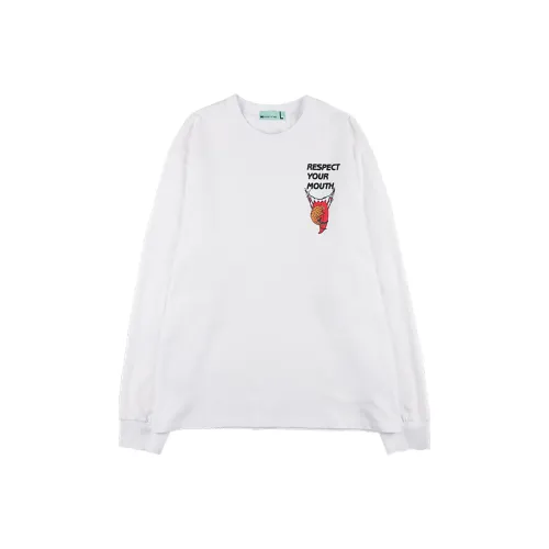 RESPECT MY WAY Crew Neck Loose Fit Regular Sweatshirt Unisex White