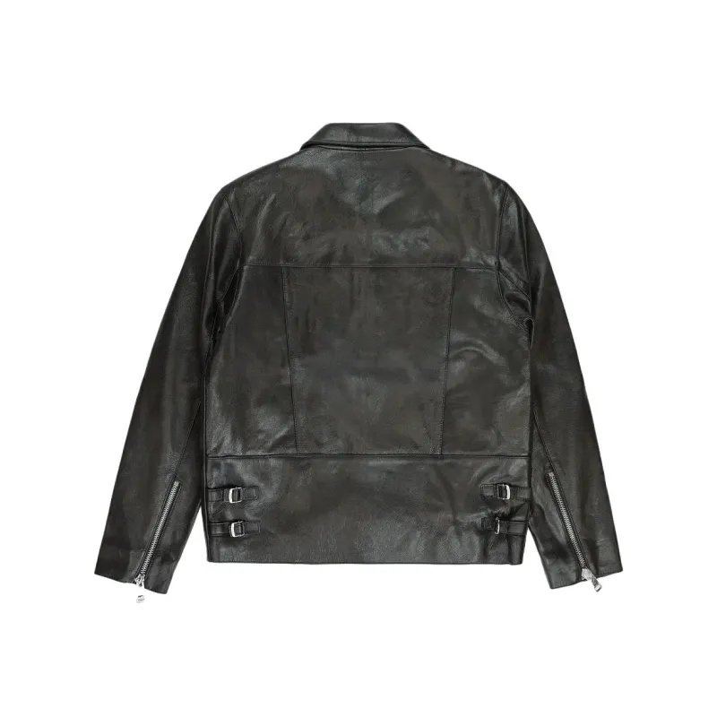 PURPLE BRAND Leather Front Zip Jacket-1