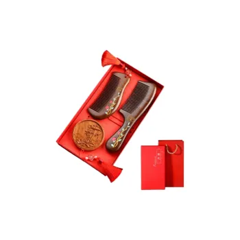 ANTINOB New Chinese Style Peaceful Joy Golden Sandalwood Comb Portable