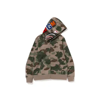 A BATHING APE Layered Line Camo Shark Full Zip Hoodie