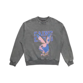 Playboy X SSSAINT LOUIS SSSAINT LOUIS X Playboy Co branded Series Sweatshirts Unisex Washed Black
