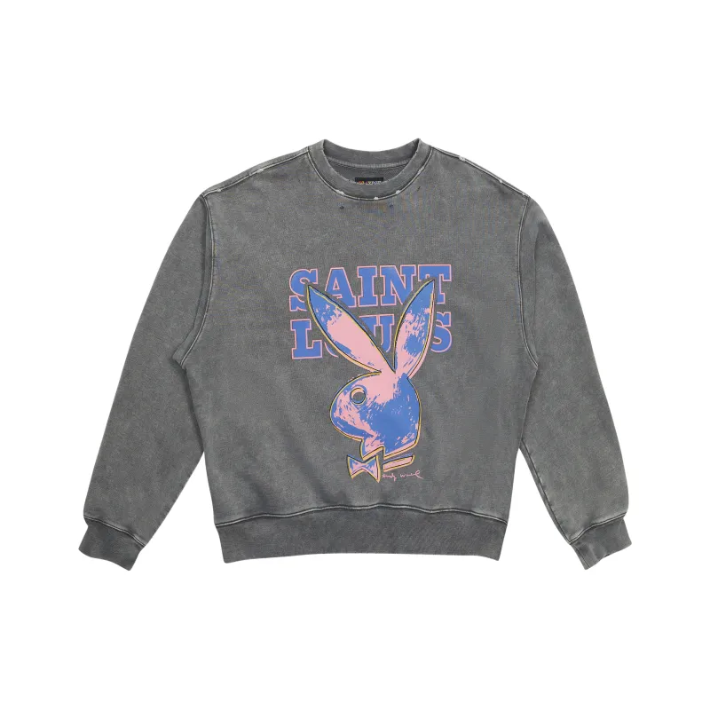 Playboy X SSSAINT LOUIS SSSAINT LOUIS X Playboy Co branded Series Sweatshirts Unisex Washed Black-0