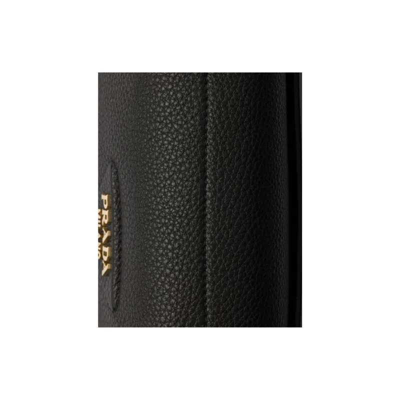 PRADA Calfskin Shoulder Bag Small Size Men's Black-4
