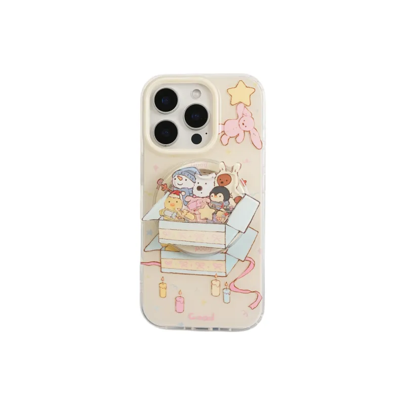 Sopi Acrylic Material Surprise Box Little Animal Phone Cases Compatible With IPhone 16/15 Pro Max/Apple 13/14 Pro/Max-0
