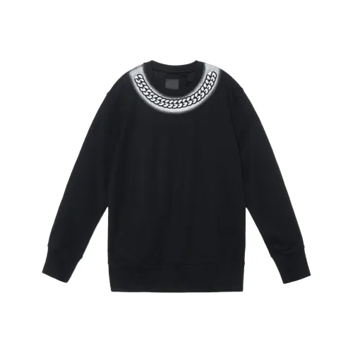 Givenchy Tag Effect Embossed Chain Collar Sweatshirt