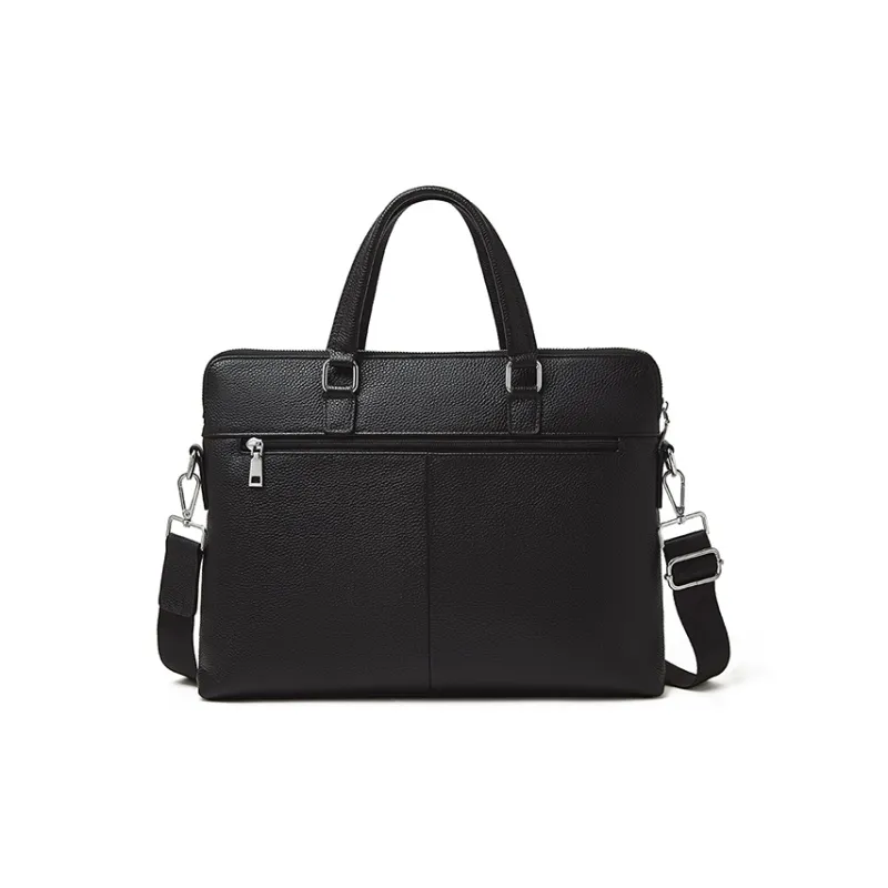 Old Man's Head Top Grain Cow Leather Briefcase Regular Men's Black-3