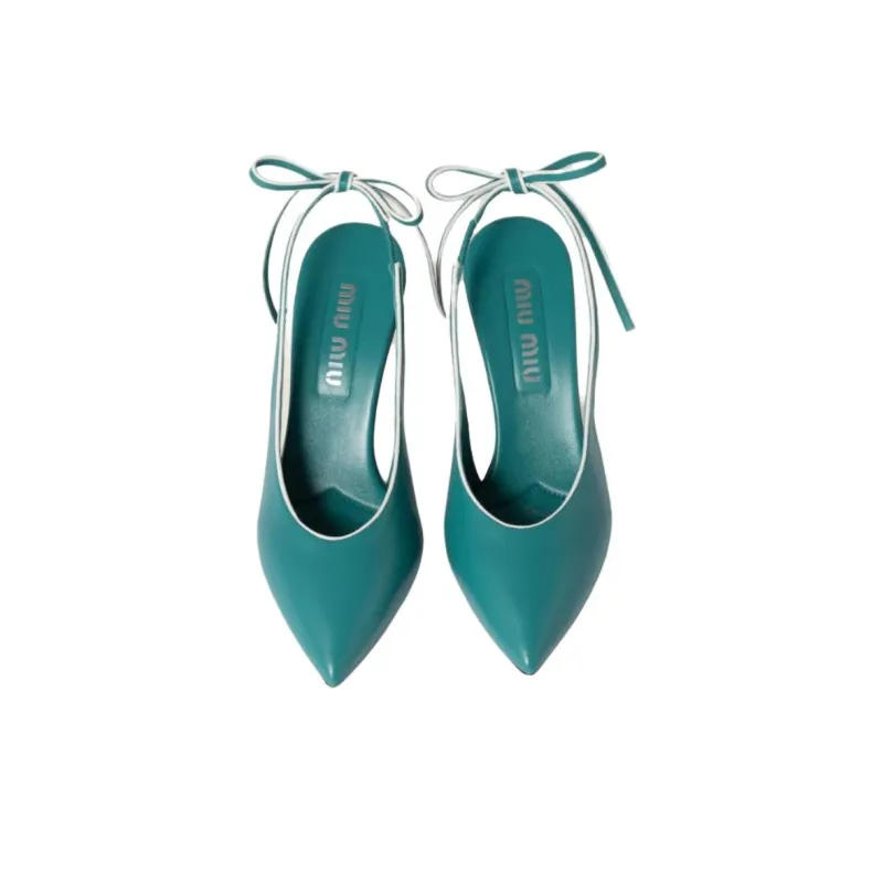 MIU MIU Slim Heel High Heels 8.5cm Women's Peacock Blue-3