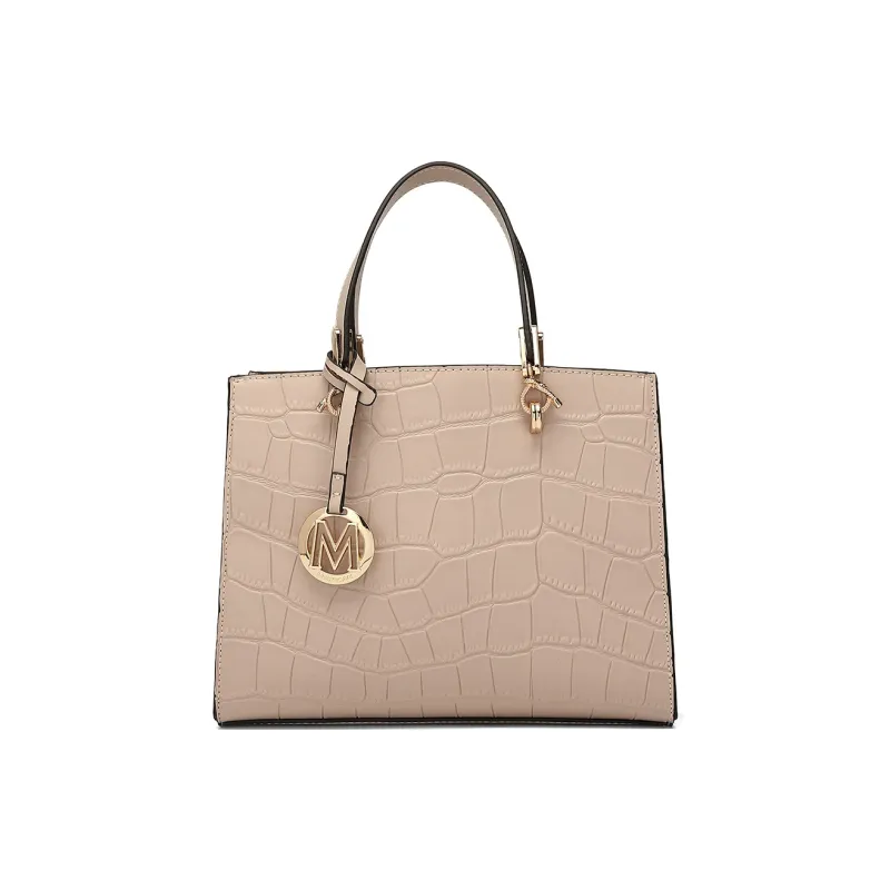MEXICAN Polyurethane Leather Handbag Women's Black/Apricot-5
