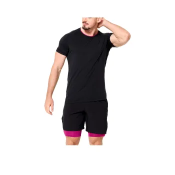 DECATHLON T Shirt Men's Smokey Black/Fuchsia