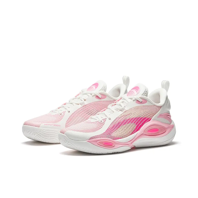Anta Cushioning Slip Resistant Low Top Basketball Shoes Men's White Pink-2