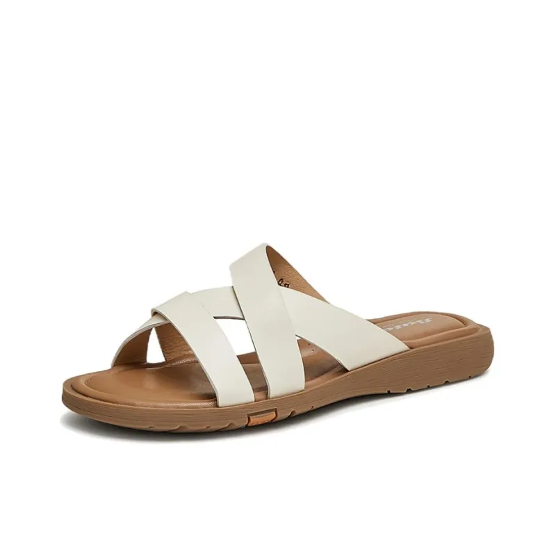 BATA Rubber Sole Slip Resistant Slide Slippers Women's Beige-1