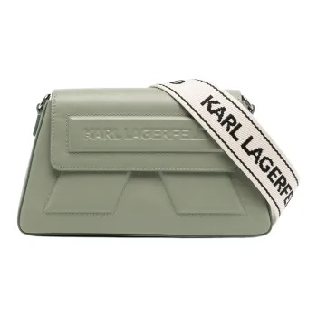 KARL LAGERFELD Calfskin Shoulder Bag Women's Khaki Green