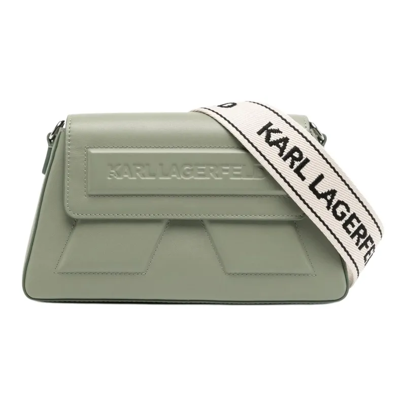 KARL LAGERFELD Calfskin Shoulder Bag Women's Khaki Green-0