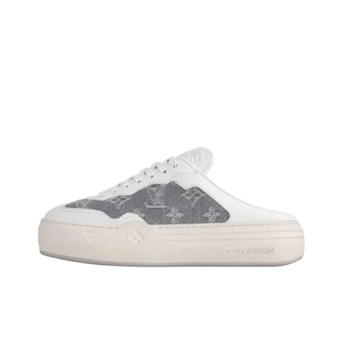 LOUIS VUITTON Groovy Quiet Closed Toe Slippers Women's White & Gray