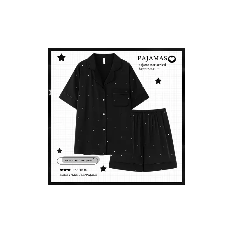 ROMANTIC·SPRING Pajama Set Women's Black-0