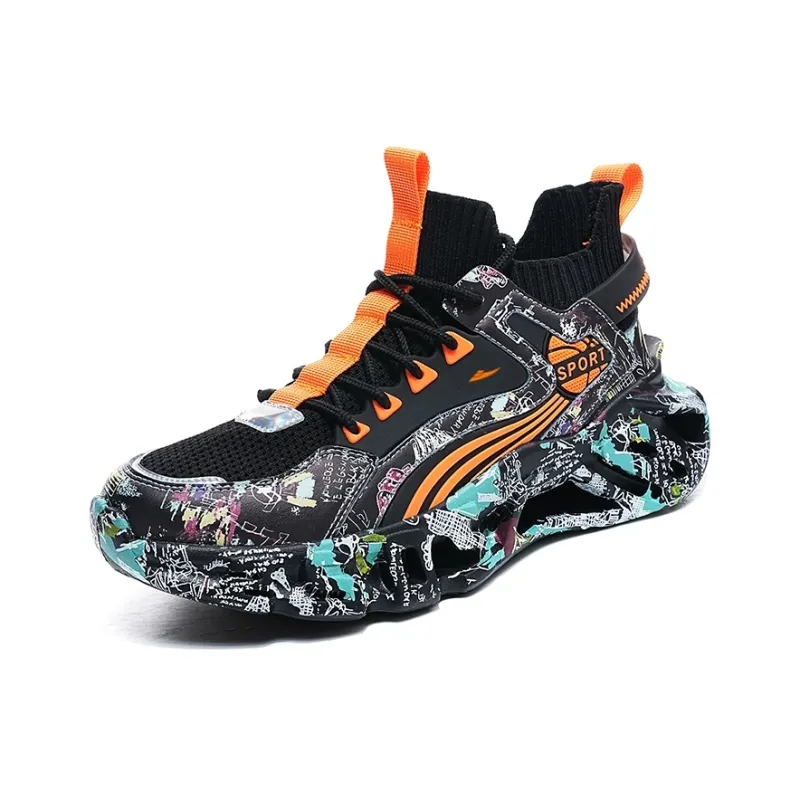 Kuding Running Shoes Unisex Low Top Black Orange/Black Blue/White Moon/White Blue-1