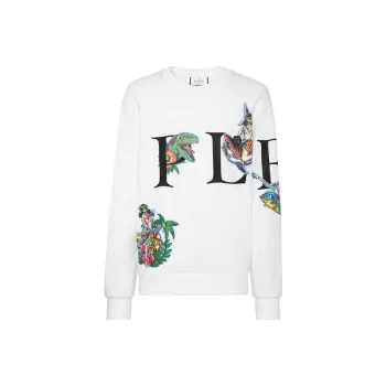 PHILIPP PLEIN Logo Printed Ribbed Hem Sweatshirt