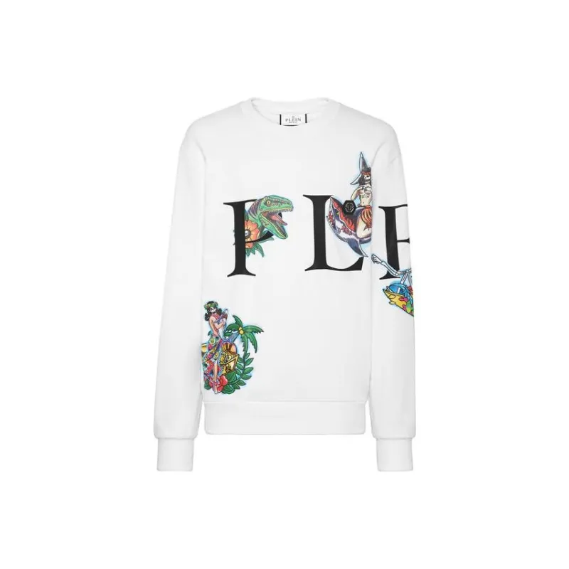 PHILIPP PLEIN Logo Printed Ribbed Hem Sweatshirt-0